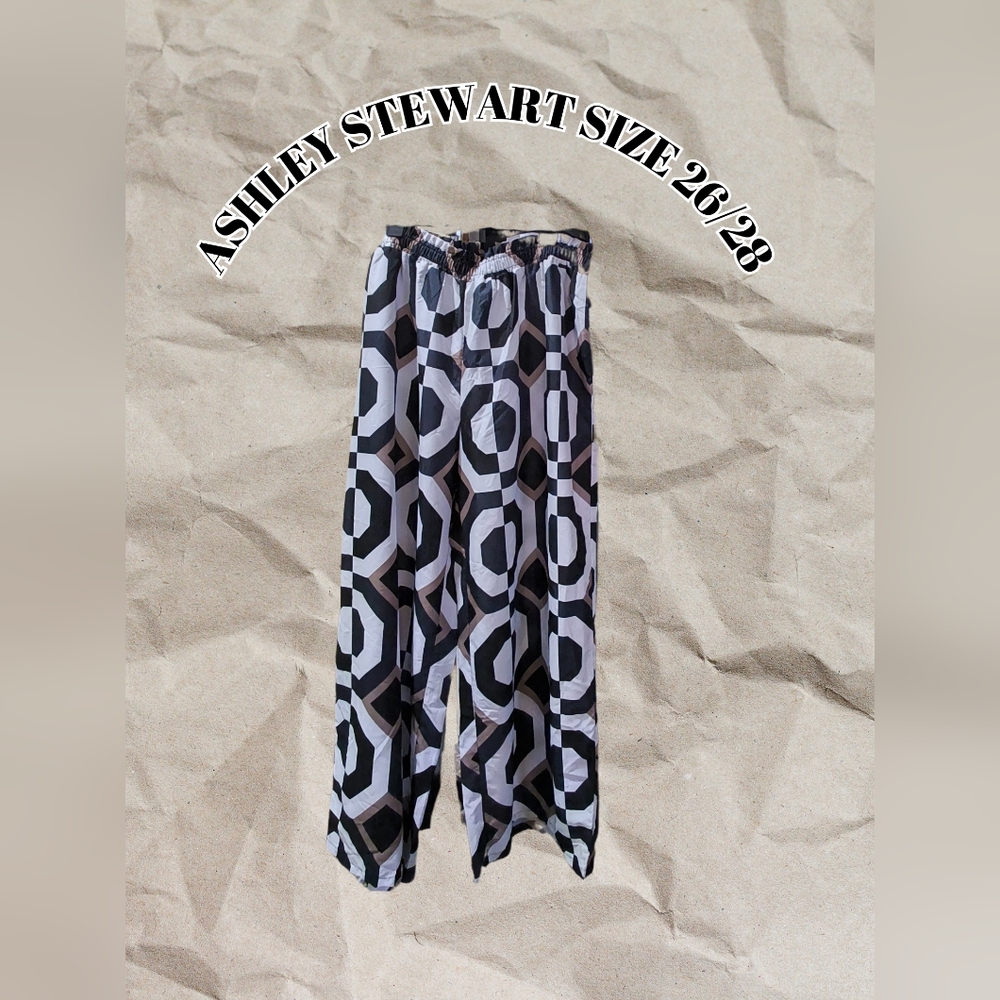 Ashley Stewart Black and White Wide Legged Pant